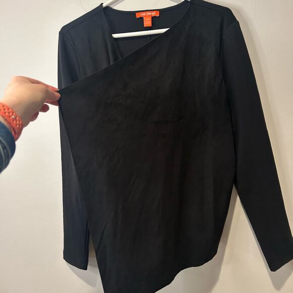 Joe Fresh Open Front Waterfall Jacket Black Sz Medium Suede Office Career Basic - Picture 5 of 10